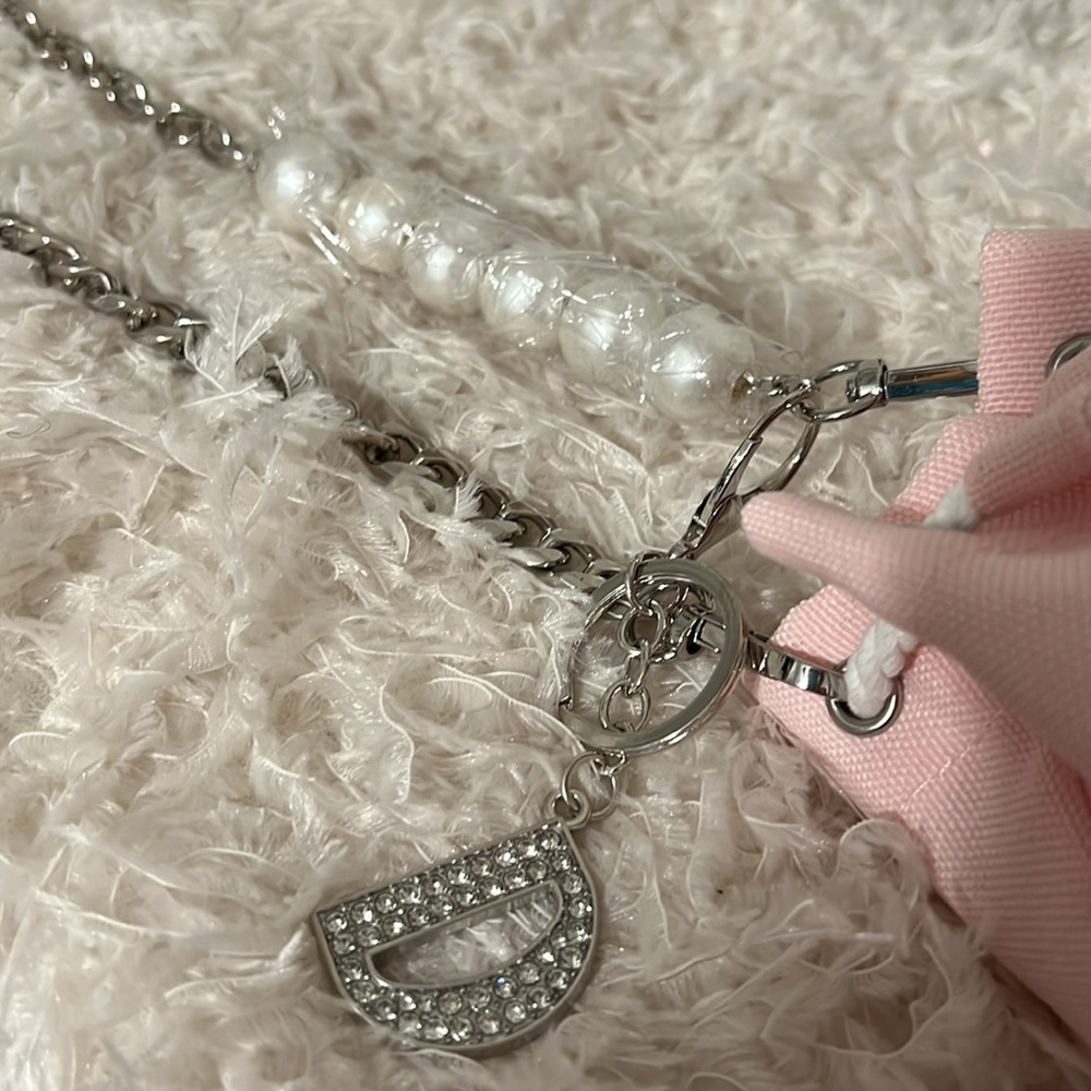 New! Dior Beauty Drawstring Pink Pouch with Crossbody Strap and Charm - Picture 9 of 15